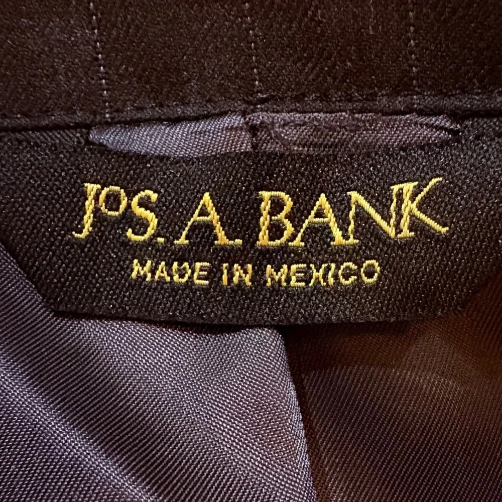 Jos A Bank Signature Gold Mens 46R Black Pinstripe 100% Wool Blazer‎ Gordon